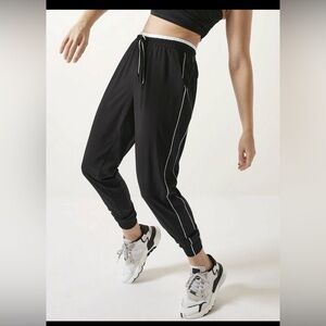 Athleta Black Joggers with White Accents